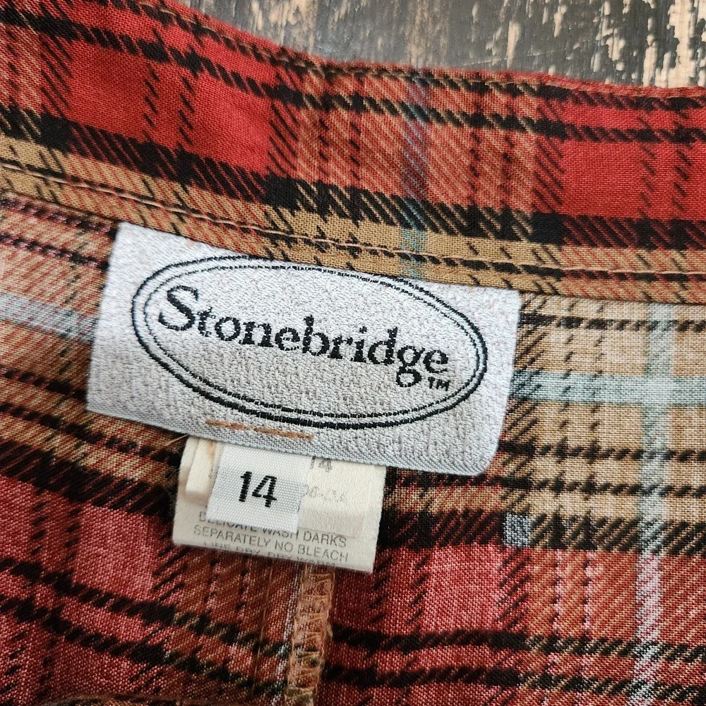 Vtg Stonebridge 1990s Plaid Belting Equestrian Academia Wrap Maxi Skirt sz 14